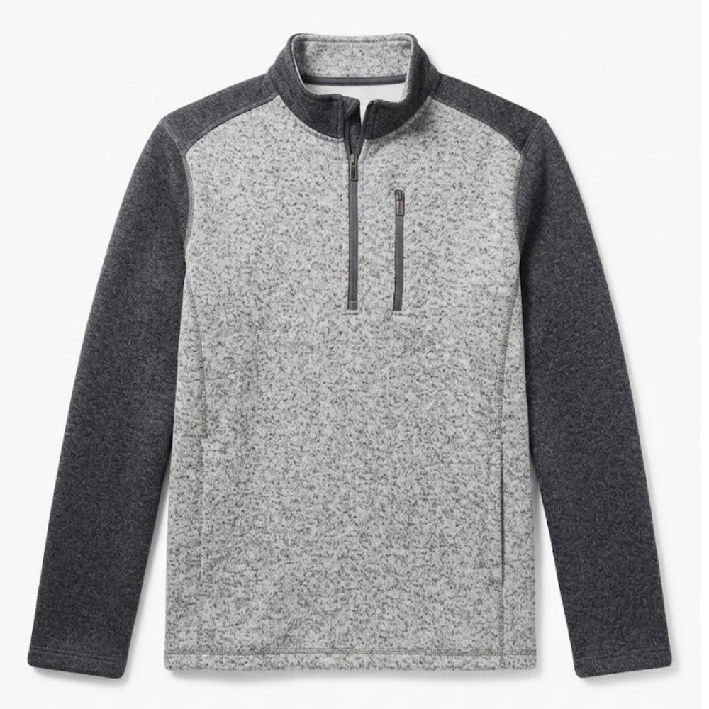 Woolrich Mens Gray Heathered Quarter Zip Fleece Sweater Pullover Large